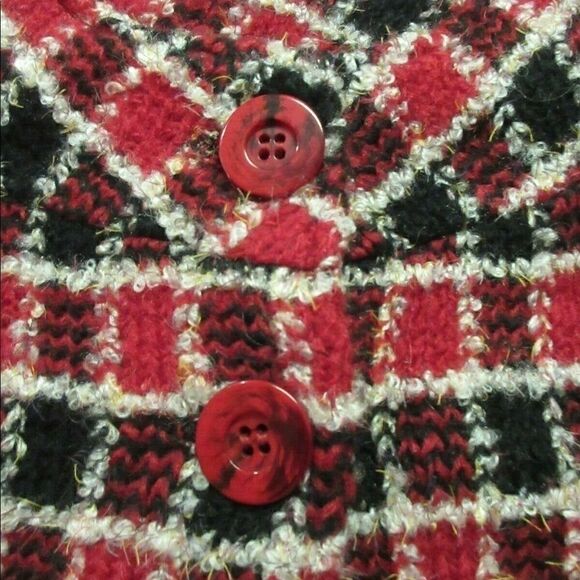 Vintage plaid jacket no label red plaid sz M/L - Picture 3 of 4